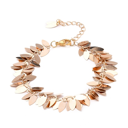 Brass Horse Eye Charm Bracelets, with 304 Stainless Steel Lobster Claw Clasps