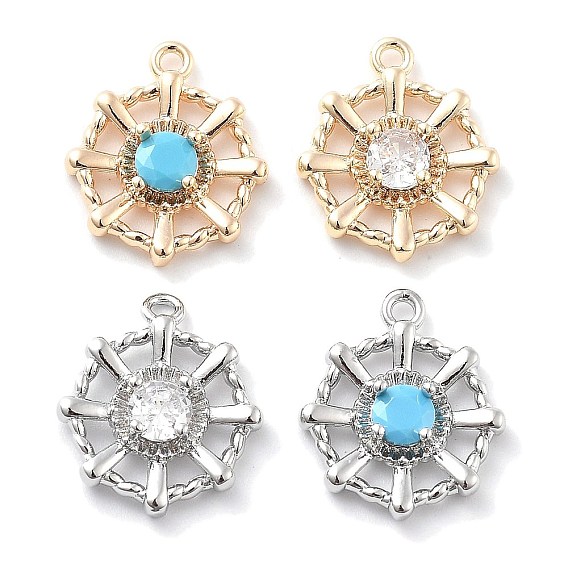 Латунь стекло кулоны, граненые, цветок