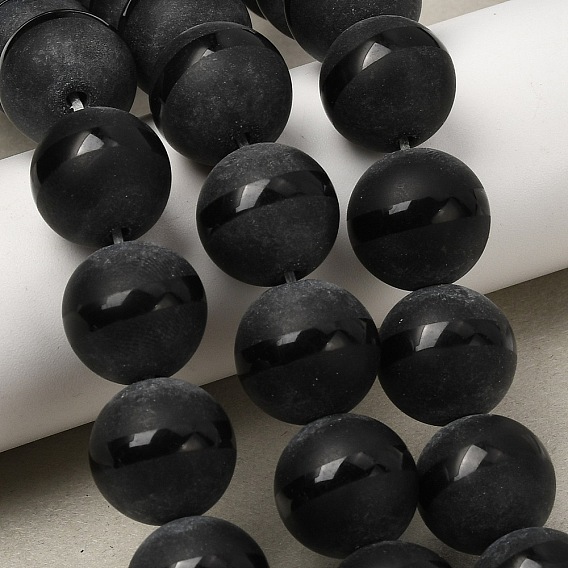 Подставки для бусин дзи в тибетском стиле, натуральные гладкие круглые бусины из агата, окрашенная и подогревом, чёрные