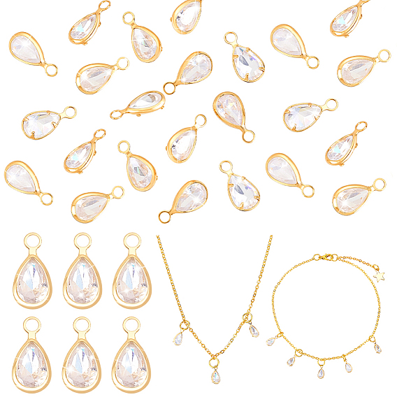 Латунные прозрачные кубические циркониевые подвески, золотые