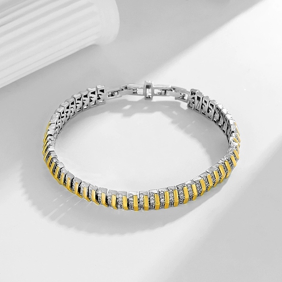 Браслеты из латунных цепочек с микропаве из прозрачных кубических цирконий, теннисные браслеты для женщин