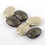 Oval Plating Acrylic Beads, Golden Metal Enlaced, 18x13x7mm, Hole: 1mm, about 570pcs/500g
