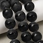Подставки для бусин дзи в тибетском стиле, натуральные гладкие круглые бусины из агата, окрашенная и подогревом, чёрные
