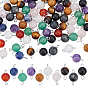 80 шт. 10 стили смешанные круглые подвески с драгоценными камнями, с 304 двойными петлями из нержавеющей стали, цвет нержавеющей стали