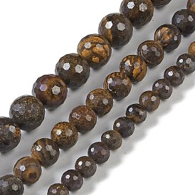 Natural Boulder Opal Beads Strands, Faceted, Round