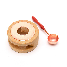 Wax Seal Stamp Sets, with Wood Wax Furnace and Wax Sticks Melting Spoon Tool, Rose Gold