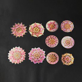 Mandala PET Round Self Adhesive Decorative Stickers, Waterproof Laser Flower Decals for DIY Scrapbooking, Card Making