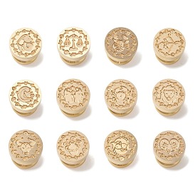 Golden Plated Round Shaped Wax Seal Brass Stamp Head, for Wax Seal Stamp, Constellation