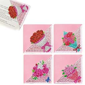 DIY Bouquet Flower Bookmark Diamond Painting Kit, Including Resin Rhinestones Bag, Diamond Sticky Pen, PU Leather, Tray Plate and Glue Clay