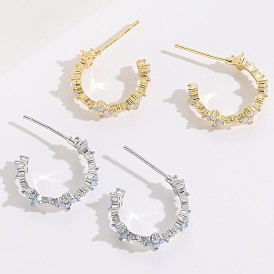 Minimalist 14K Gold Plated Zirconia Stud Earrings for Women