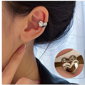 Fashionable Heart-shaped Clip-on Earrings with Rhinestones - Minimalist, Unique, No Piercing.