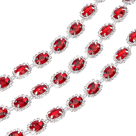 1 цепочки из латуни и стекла со стразами, овальные