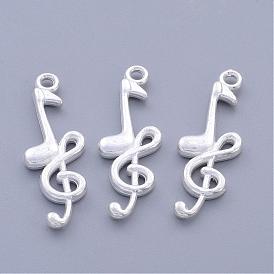 Tibetan Style Alloy Pendants, Lead Free and Cadmium Free, Musical Note, 32x11x3.5mm, Hole: 2mm