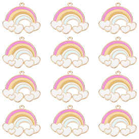 30подвески из эмали с покрытием из сплава, радуга с сердцем, золотой свет