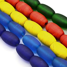 Ручной работы бусины матовое бисер нитей, овальные, 21x14 мм, отверстие : 3 мм, около 30 шт / нитка, 24.4 дюйм