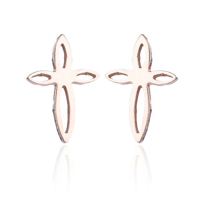 Модные серьги из нержавеющей стали с выдолбленным китайским узлом-крестиком, 