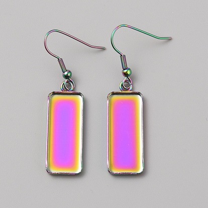 304 фурнитура для висячих сережек из нержавеющей стали, прямоугольные