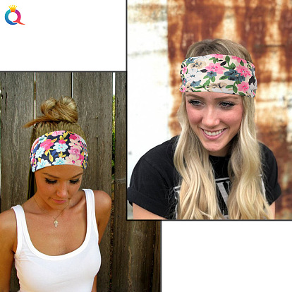 Printed Wide Headband Yoga Sweatband Athletic Hair Band for Women