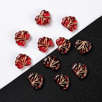 Autumn Theme Czech Glass Beads, Maple Leaf