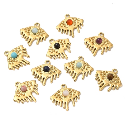 Ion Plating(IP) 316 Stainless Steel Melting Eye Pendant Rhinestone Settings, with Gemstone, Real 24K Gold Plated