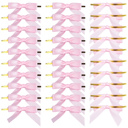 80Pcs Polyester Packaging Ribbon Bows, Gift Pull Bows, with Iron Wire Twist Ties, for DIY Gift Wrap Decoration, Wedding Candy Party Decoration, Butterfly
