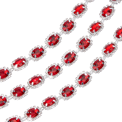 1 цепочки из латуни и стекла со стразами, овальные