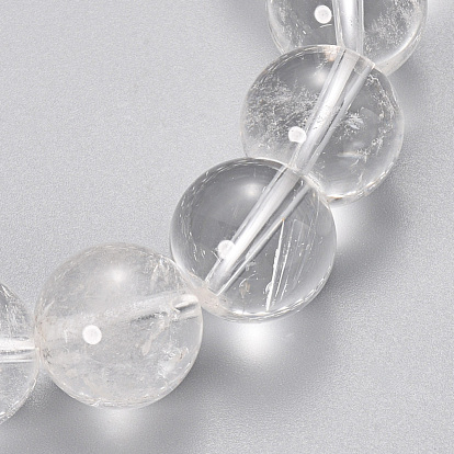 Natural Quartz Crystal Beaded Stretch Bracelets, Round