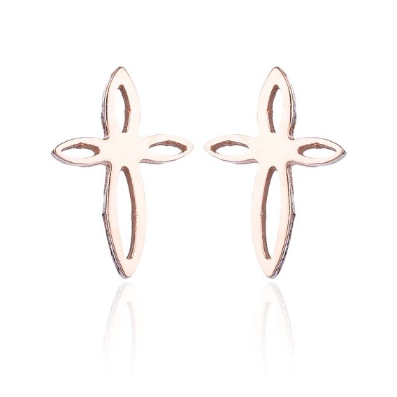 Модные серьги из нержавеющей стали с выдолбленным китайским узлом-крестиком, 