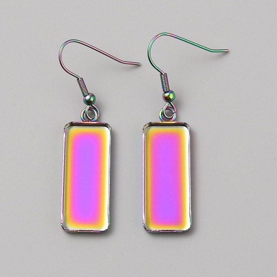 304 фурнитура для висячих сережек из нержавеющей стали, прямоугольные