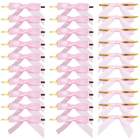 80Pcs Polyester Packaging Ribbon Bows, Gift Pull Bows, with Iron Wire Twist Ties, for DIY Gift Wrap Decoration, Wedding Candy Party Decoration, Butterfly