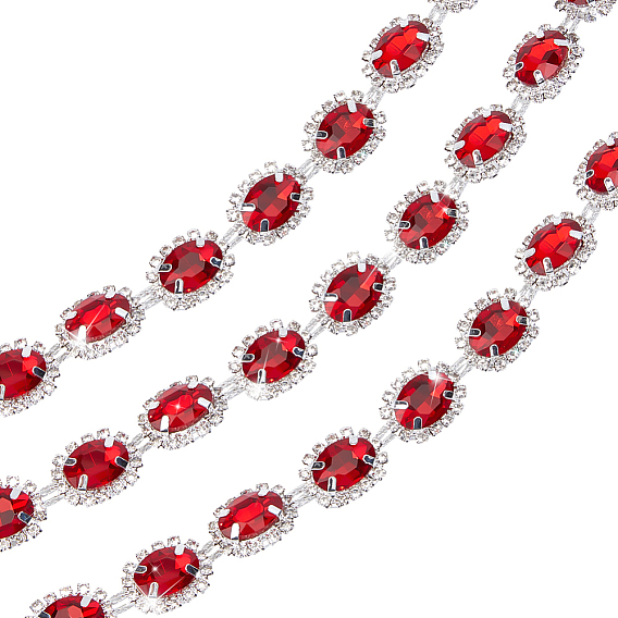 1 цепочки из латуни и стекла со стразами, овальные