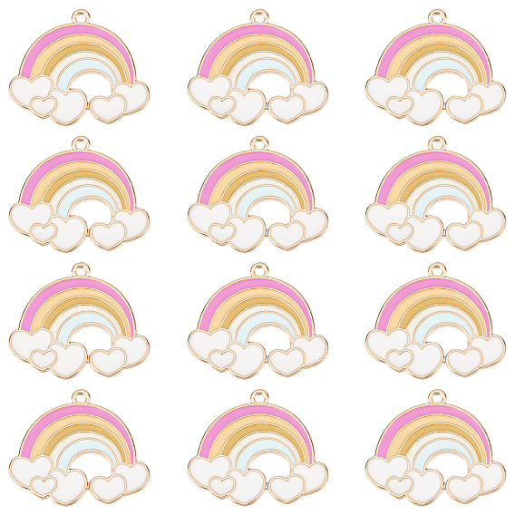 30подвески из эмали с покрытием из сплава, радуга с сердцем, золотой свет