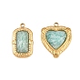 Natural Amazonite Faceted Pendants, 304 Stainless Steel Geometric Bezeled Charms, Golden