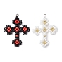 Seed Beads Beaded Charms, with Jump Ring, Cross Pendant