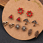 6 Pairs of Fashionable Earrings Set - Owl Leaf Christmas Tree Heart Diamond Earrings