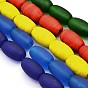 Handmade Frosted Lampwork Beads Strands, Oval, 21x14mm, Hole: 3mm, about 30pcs/strand, 24.4 inch