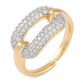 Oval Brass Micro Pave Clear Cubic Zirconia Finger Ring, for Women