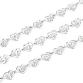 Handmade 304 Stainless Steel Heart Link Chains, Unwelded, with Spool