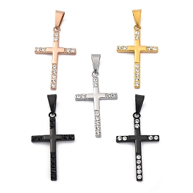 304 подвески из нержавеющей стали, крест очарование, со стразами, вакуумное покрытие pvd