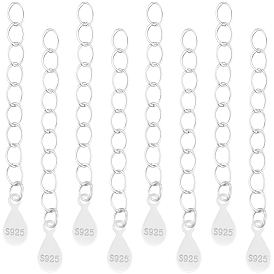 10шт. 925 цепочки-удлинители из стерлингового серебра с витой структурой, со слезами на глазах, с печатью 925