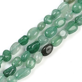 Natural Green Aventurine Beads Strands, Nuggets, Tumbled Stone