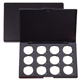 Empty Magnetic Eyeshadow Makeup Boxes, with 12PCS Round Metal Pans, for Eyeshadow Powder, Rectangle