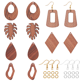Olycraft diy висячие наборы для изготовления серег, в том числе подвески из неокрашенного ореха, Латунные крючки для сережек, Перейти латунные, разнообразные