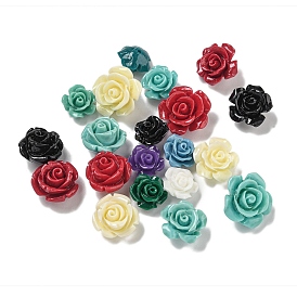 Synthetic Shell Dyed Carved Beads, Flower, Half Hole