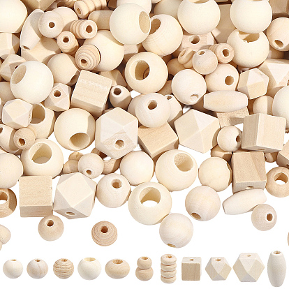 350 шт 11 стили бусины из натурального дерева, смешанные формы