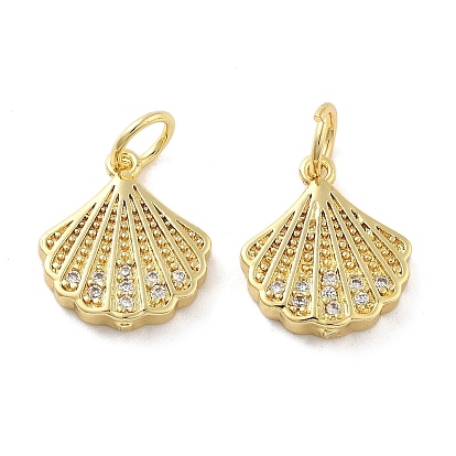 Латунные микро проложить кубического циркония подвески, формы раковины, без свинца и без кадмия, долговечный, стойки покрытие, с целью перехода в кольце