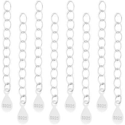 10шт. 925 цепочки-удлинители из стерлингового серебра с витой структурой, со слезами на глазах, с печатью 925