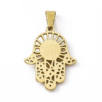 Synthetic Turquoise Pendants, Hamsa Hand/Hand of Miriam Charms, Religion, with Vacuum Plating 304 Stainless Steel Findings