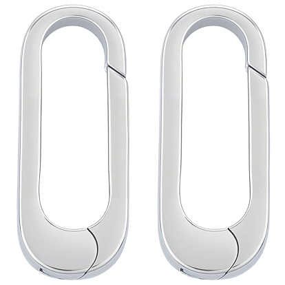 2 шт. 925 Кольца с пружинным затвором из стерлингового серебра, овальные