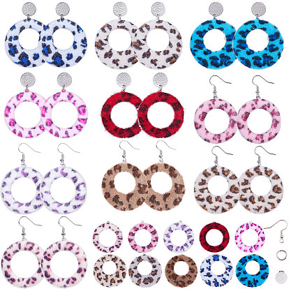 SUNNYCLUE DIY Earring Making, with Faux Mink Fur Covered 
Pendants, with 304 Stainless Steel Stud Earrings Findings & Jump Rings, Brass Earring Hooks, Ring and Flat Round
